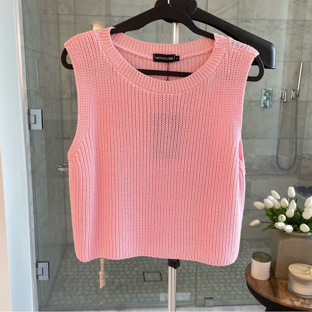 PrettyLittleThing Pink Knit Crop Top